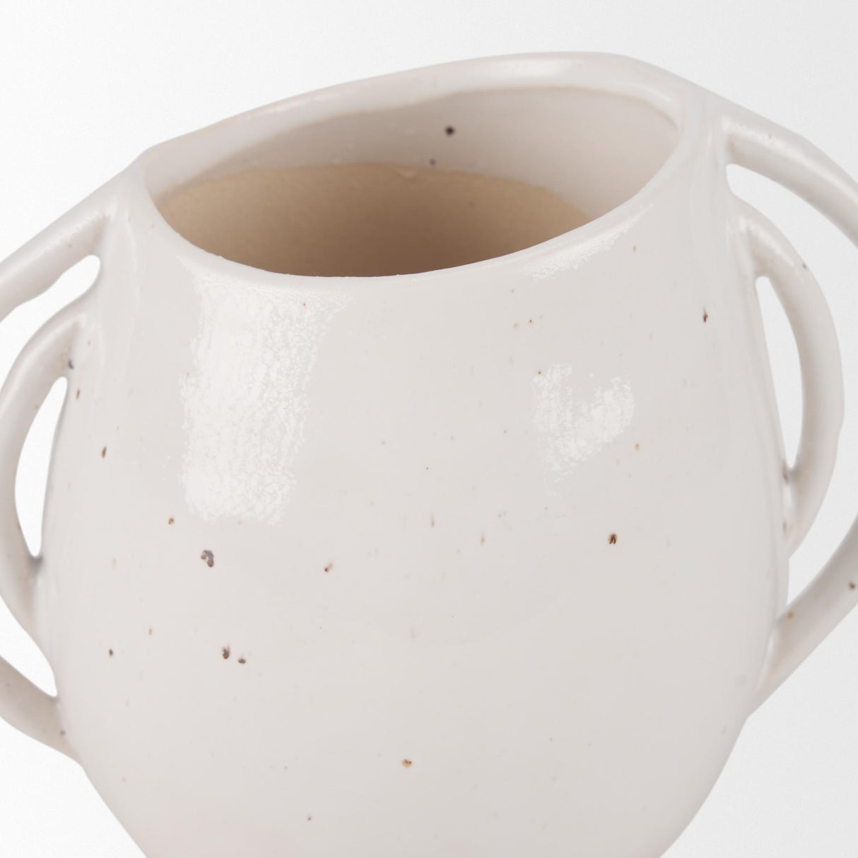 Mercana Urvi Short Off White Speckled Asymmetrical Ceramic Vase