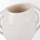 Mercana Urvi Short Off White Speckled Asymmetrical Ceramic Vase