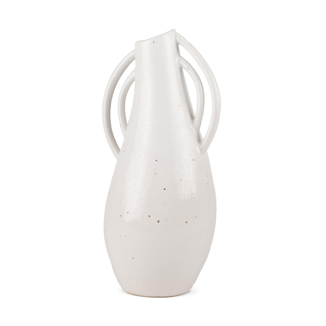 Mercana Urvi Tall Off White Speckled Asymmetrical Ceramic Vase