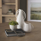 Mercana Urvi Tall Off White Speckled Asymmetrical Ceramic Vase