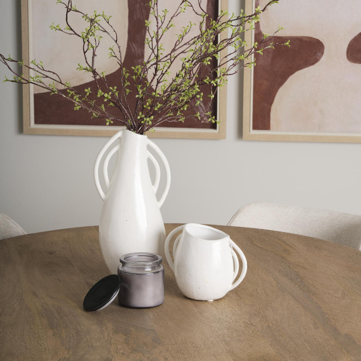 Mercana Urvi Tall Off White Speckled Asymmetrical Ceramic Vase