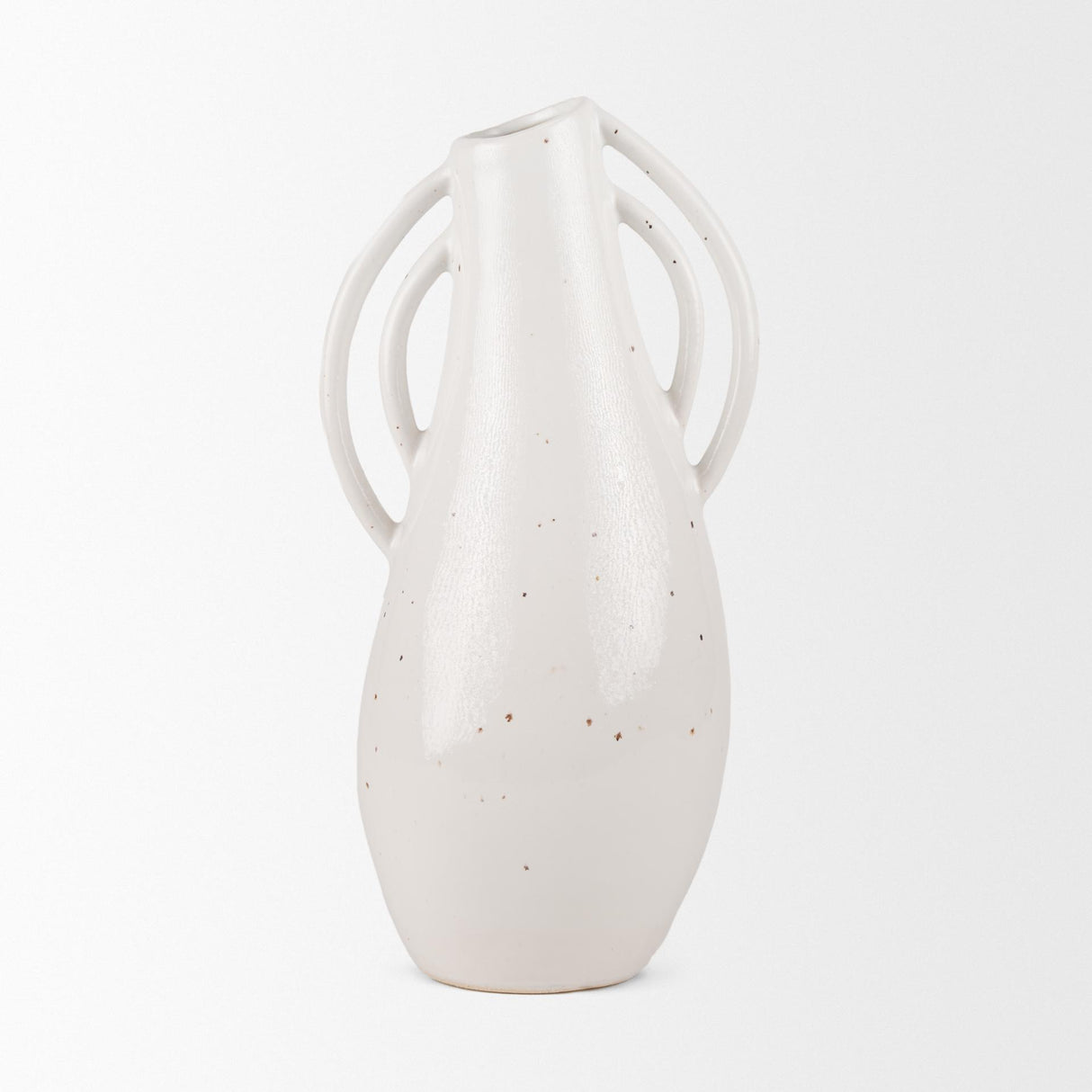 Mercana Urvi Tall Off White Speckled Asymmetrical Ceramic Vase