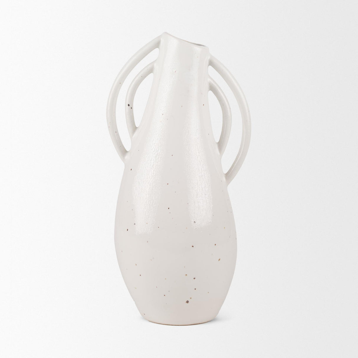 Mercana Urvi Tall Off White Speckled Asymmetrical Ceramic Vase