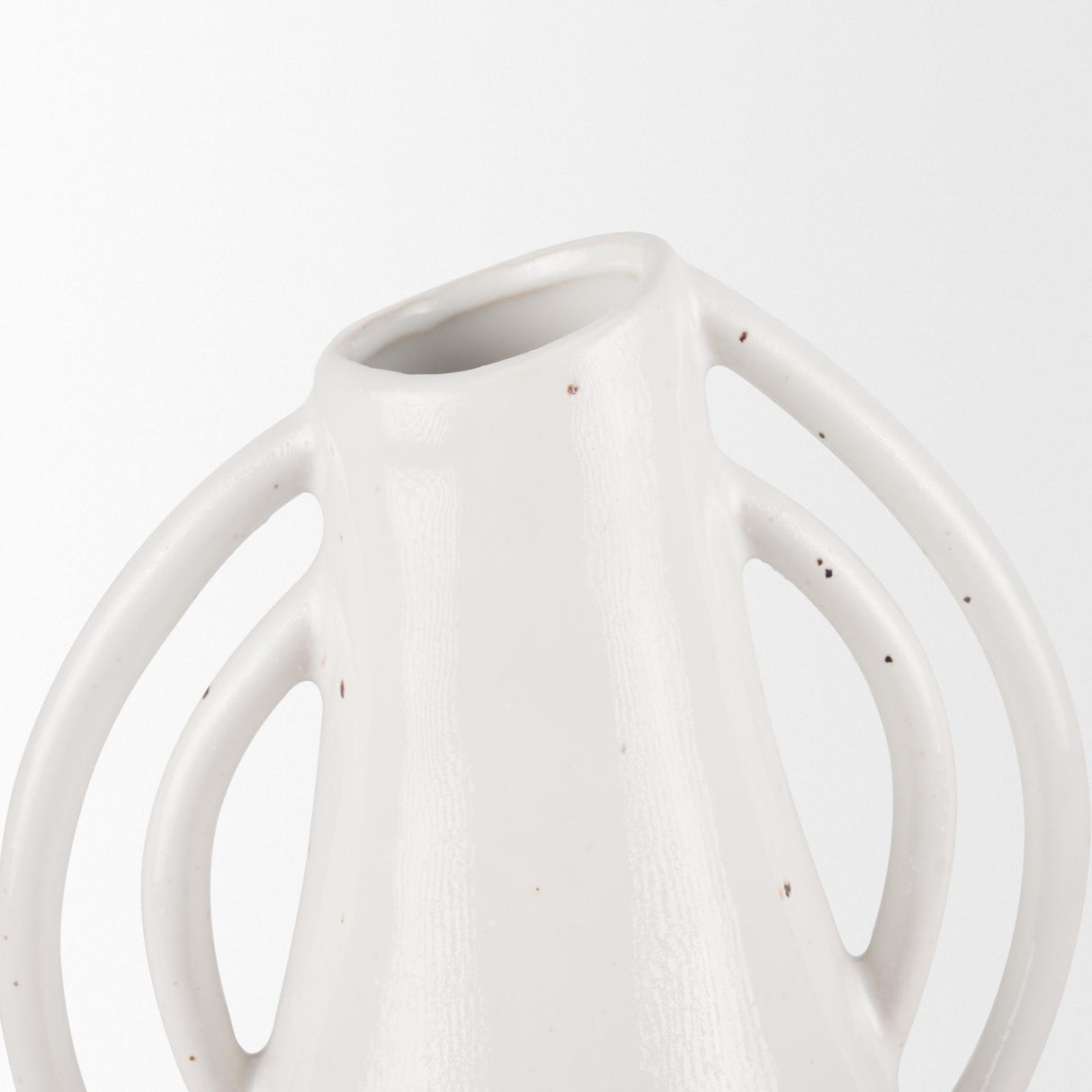 Mercana Urvi Tall Off White Speckled Asymmetrical Ceramic Vase