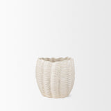 Mercana Velia Short Seashell Sculptural Cream Glazed Ceramic Vase