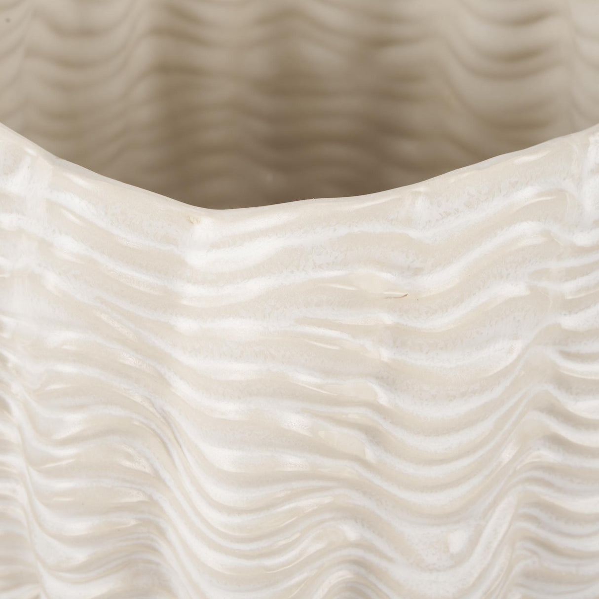 Mercana Velia Short Seashell Sculptural Cream Glazed Ceramic Vase