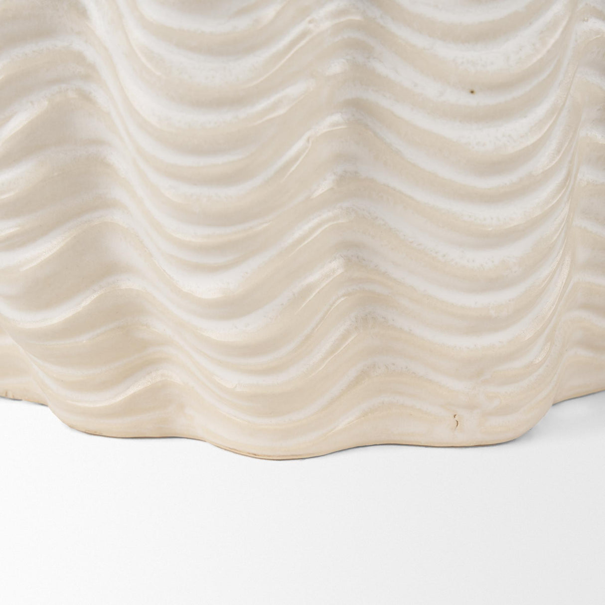 Mercana Velia Short Seashell Sculptural Cream Glazed Ceramic Vase