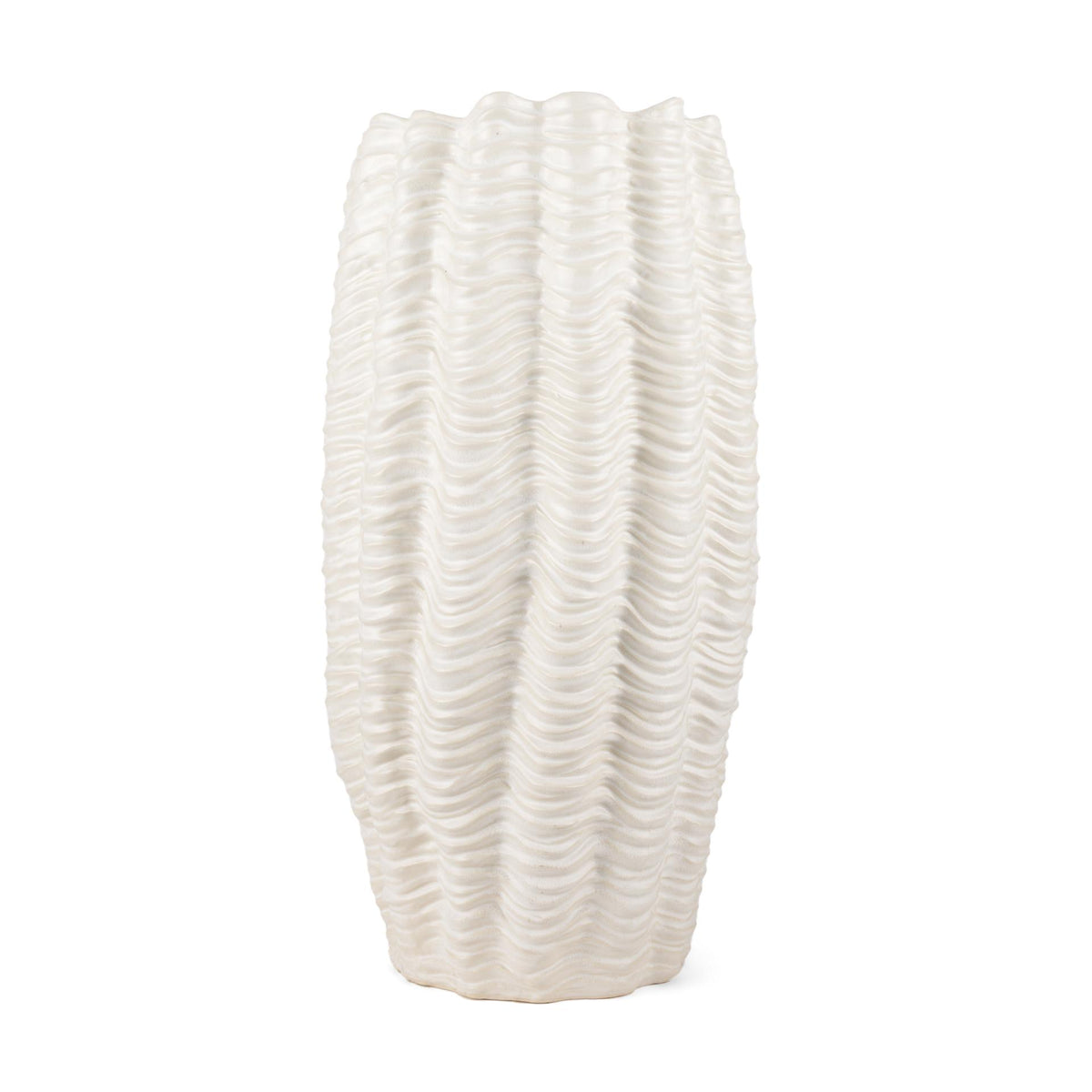 Mercana Velia Tall Seashell Sculptural Cream Glazed Ceramic Vase