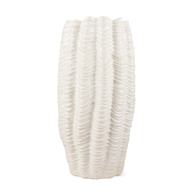 Mercana Velia Tall Seashell Sculptural Cream Glazed Ceramic Vase