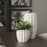 Mercana Velia Tall Seashell Sculptural Cream Glazed Ceramic Vase
