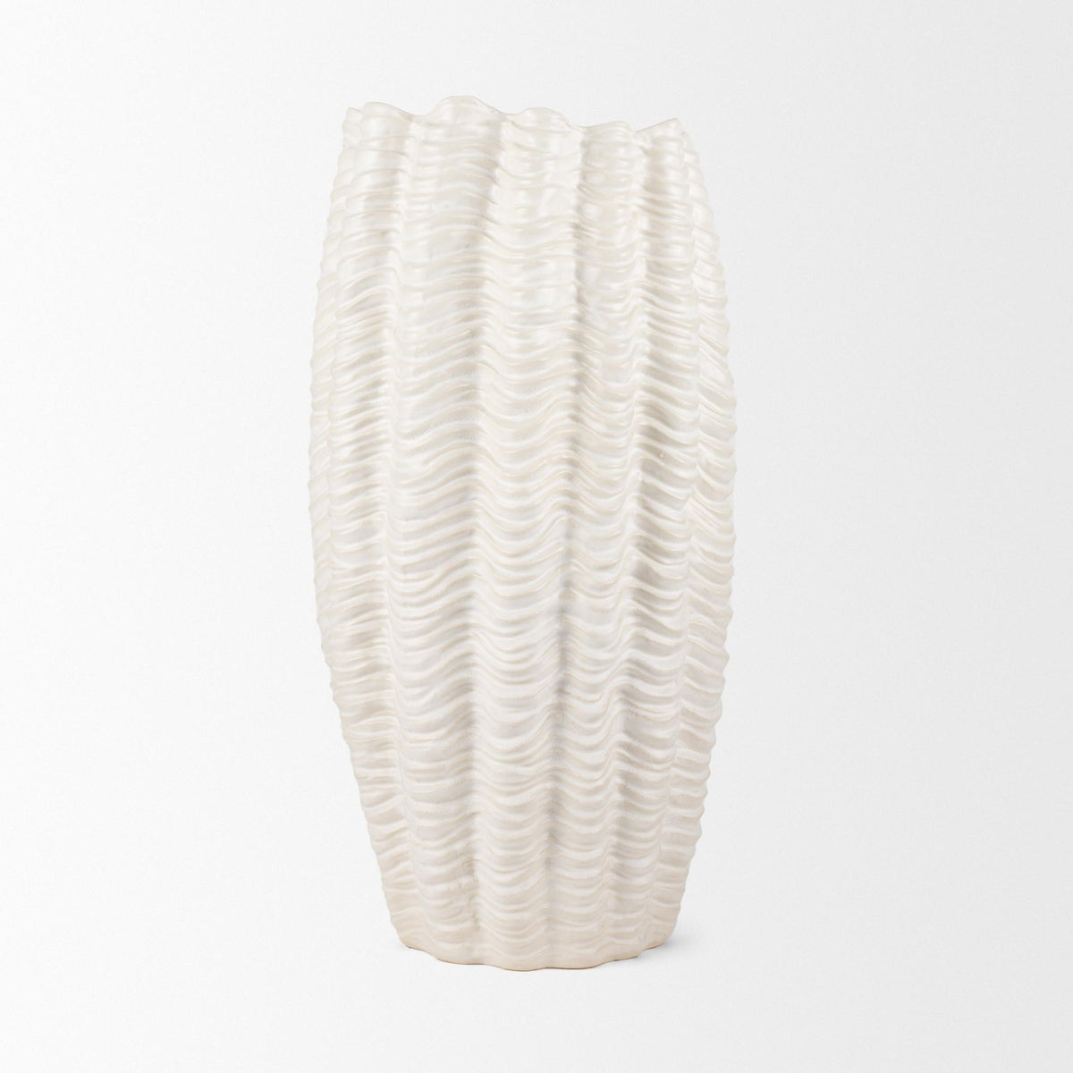 Mercana Velia Tall Seashell Sculptural Cream Glazed Ceramic Vase