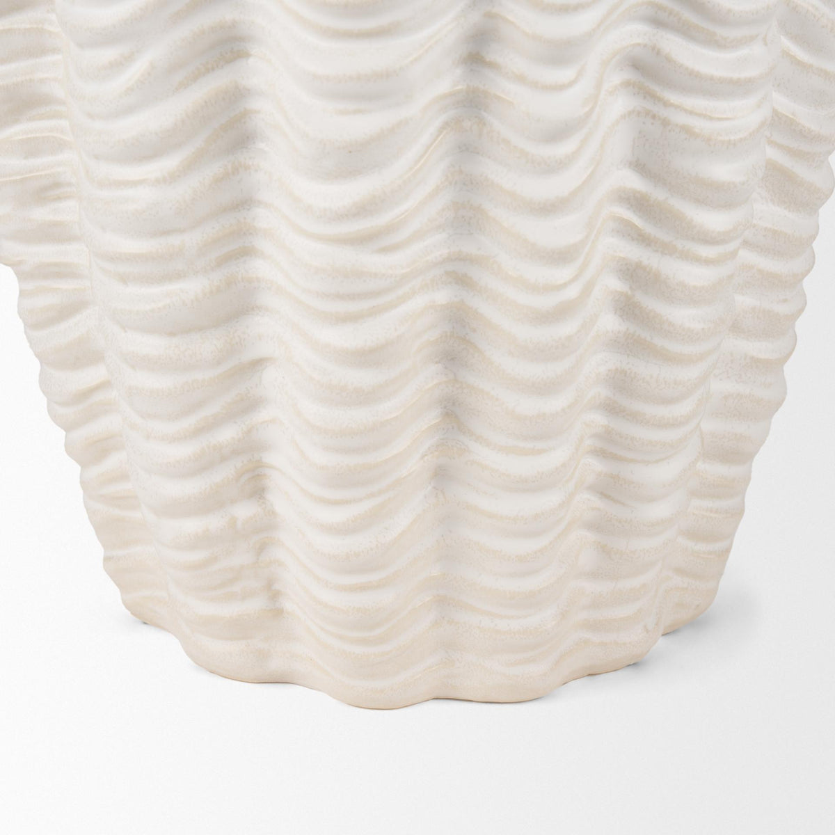 Mercana Velia Tall Seashell Sculptural Cream Glazed Ceramic Vase