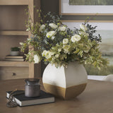 Mercana Vania Short Off White w/ Tan Textured Ceramic Vase