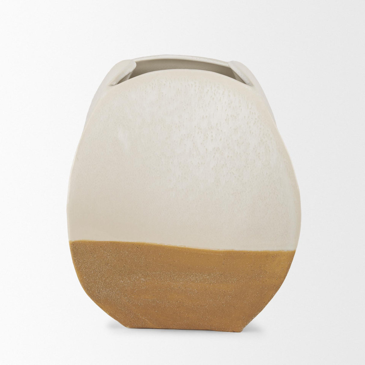 Mercana Vania Short Off White w/ Tan Textured Ceramic Vase