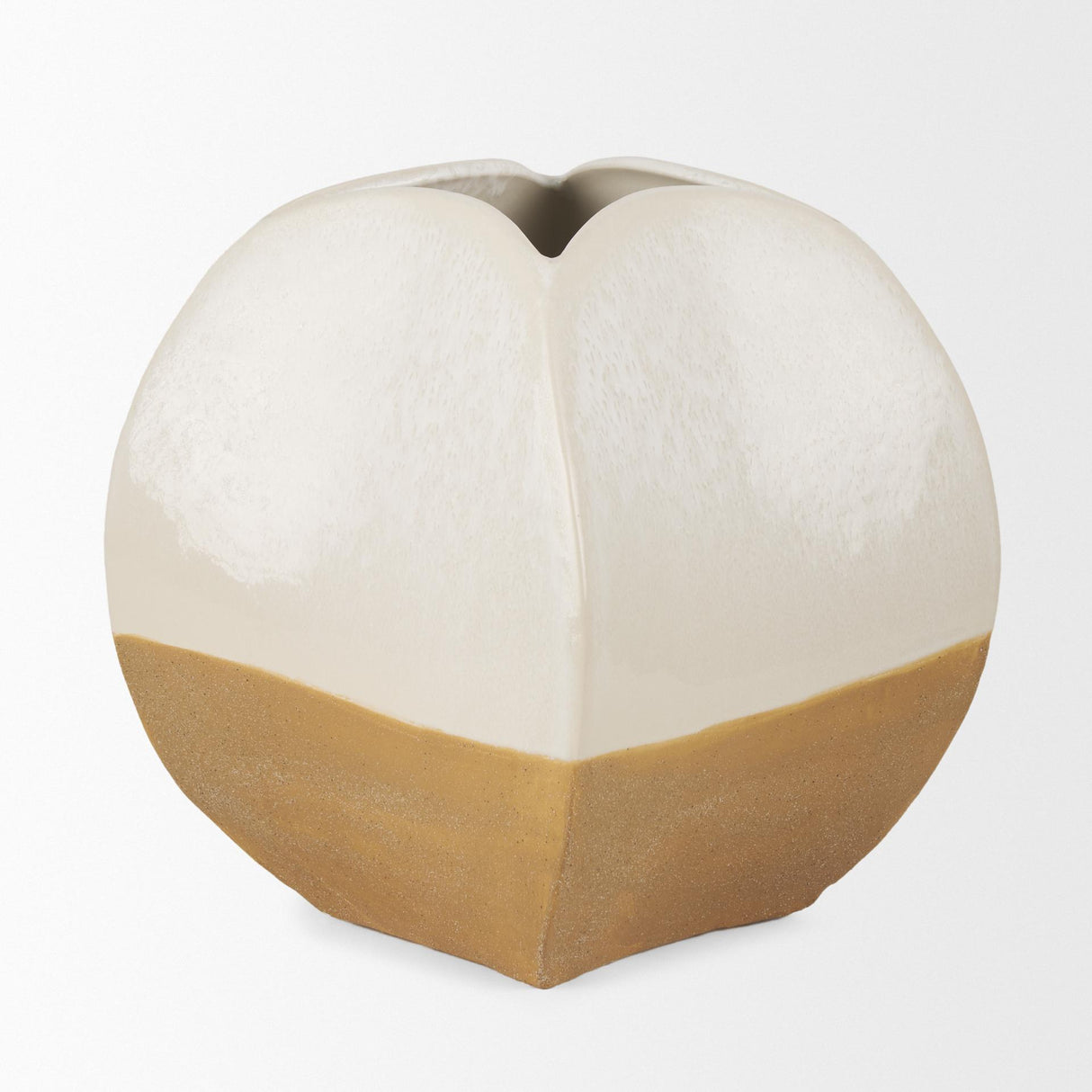 Mercana Vania Short Off White w/ Tan Textured Ceramic Vase