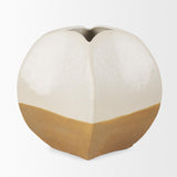 Mercana Vania Short Off White w/ Tan Textured Ceramic Vase