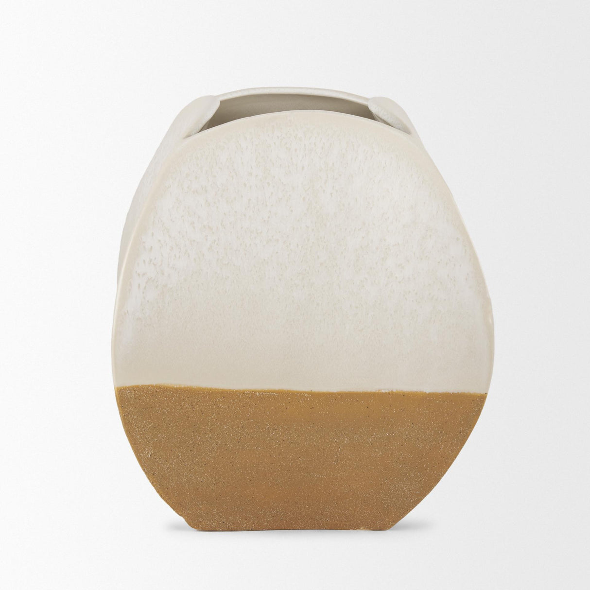 Mercana Vania Short Off White w/ Tan Textured Ceramic Vase
