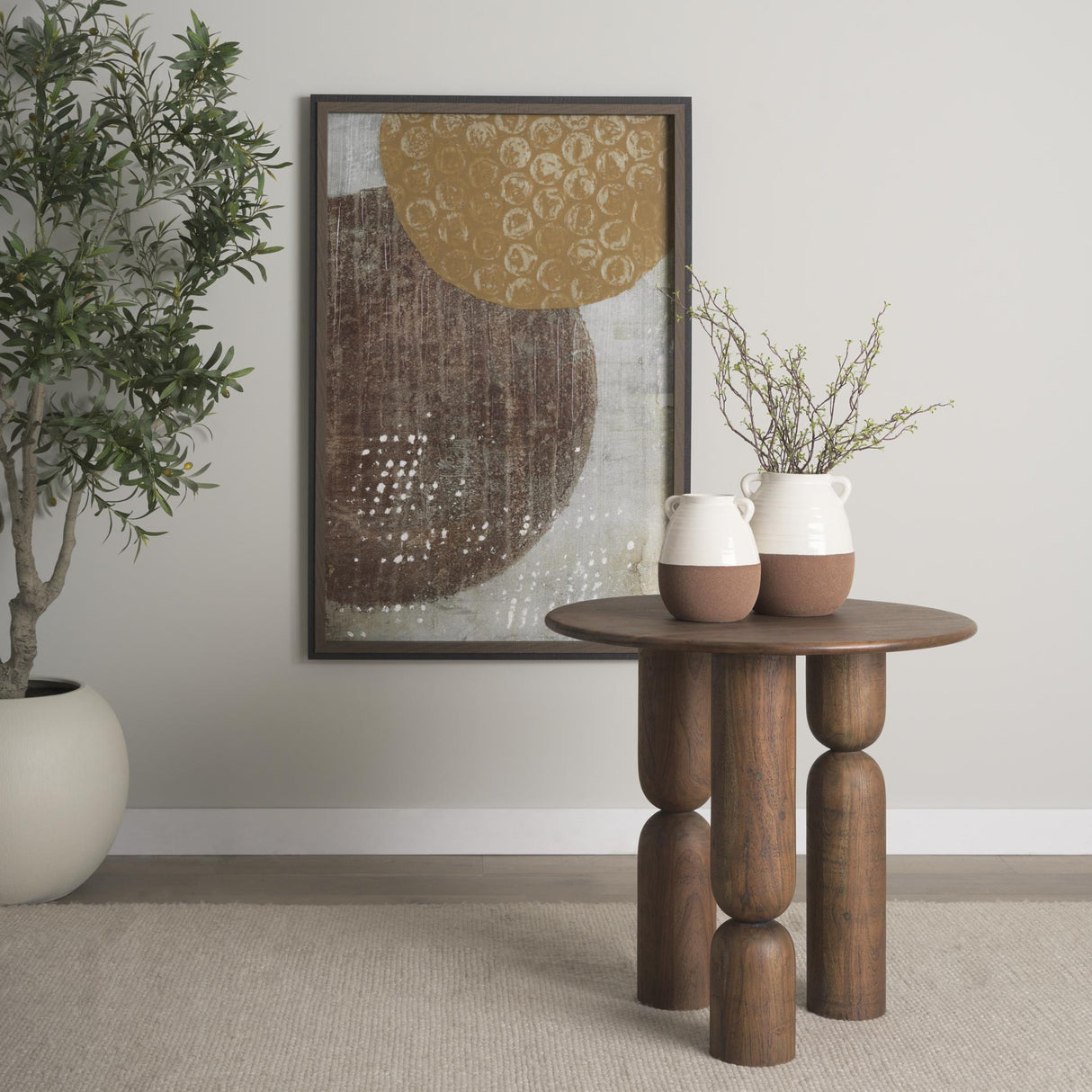 Mercana Tryna Small Beige w/ Matte Brown Ceramic Vase
