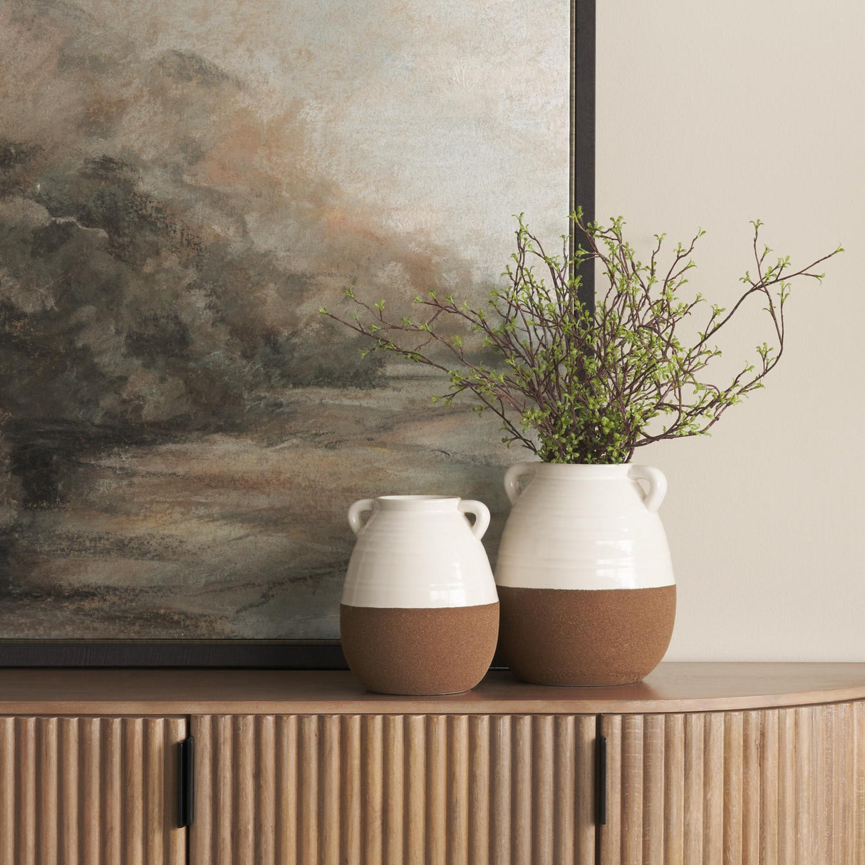 Mercana Tryna Small Beige w/ Matte Brown Ceramic Vase