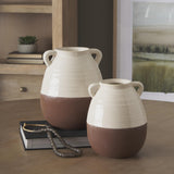 Mercana Tryna Large Beige w/ Matte Brown Ceramic Vase