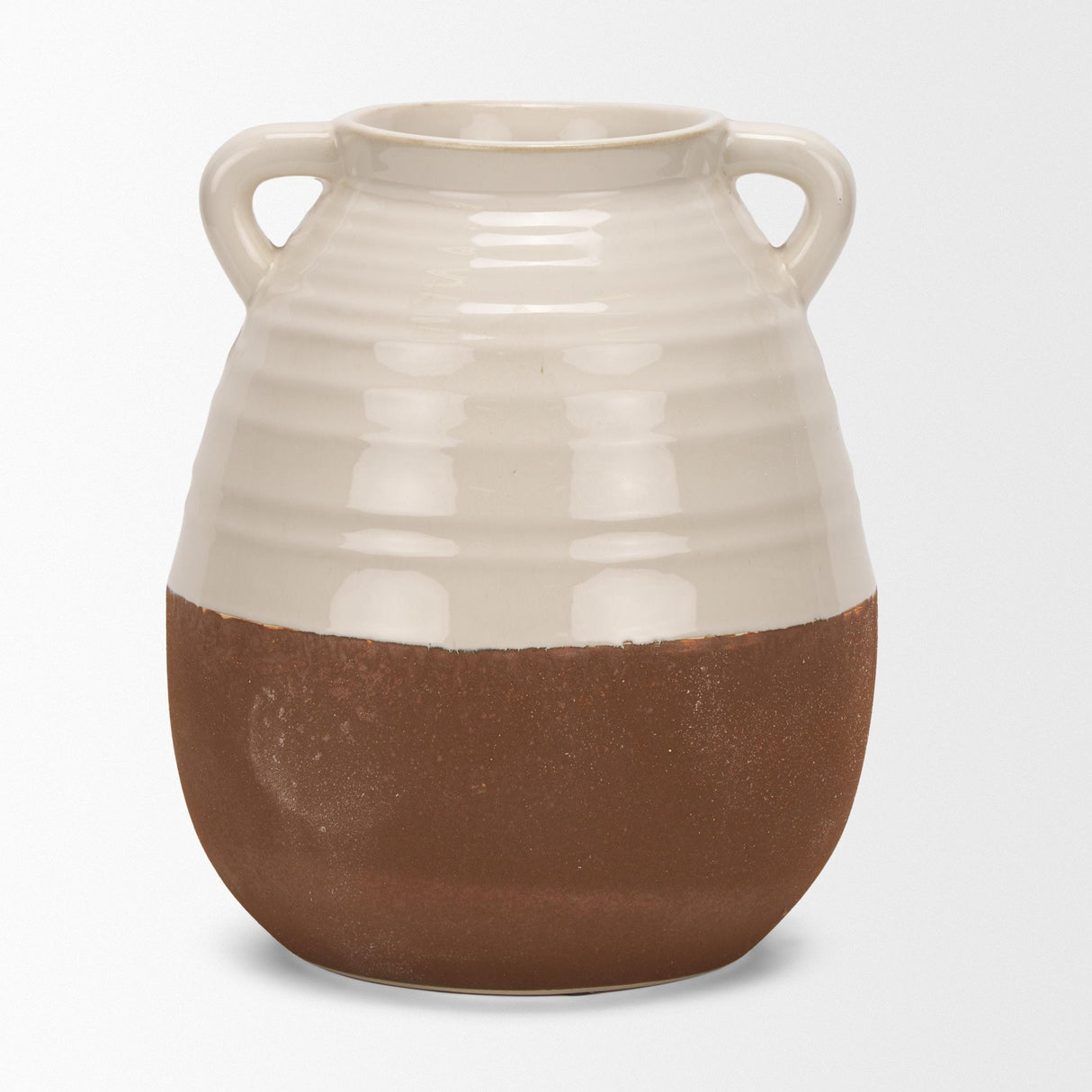 Mercana Tryna Large Beige w/ Matte Brown Ceramic Vase