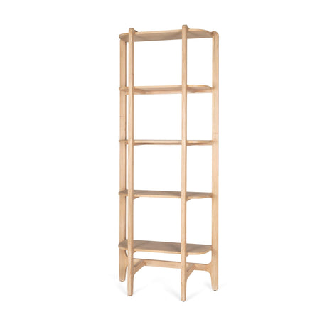 Mercana Taylin Light Brown Solid Wood Open Bookshelf