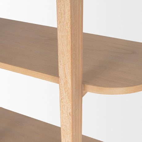 Mercana Taylin Light Brown Solid Wood Open Bookshelf