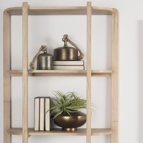Mercana Taylin Light Brown Solid Wood Open Bookshelf