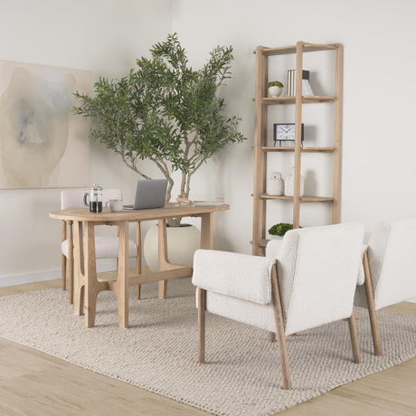 Mercana Taylin Light Brown Solid Wood Open Bookshelf