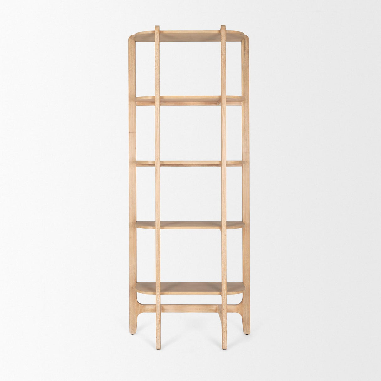 Mercana Taylin Light Brown Solid Wood Open Bookshelf