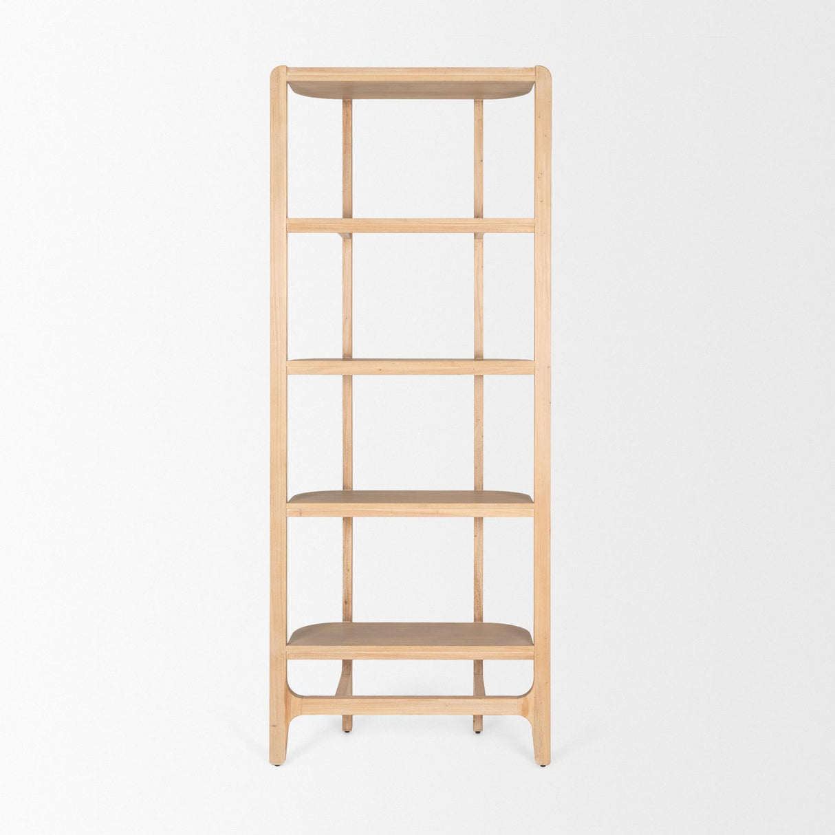 Mercana Taylin Light Brown Solid Wood Open Bookshelf