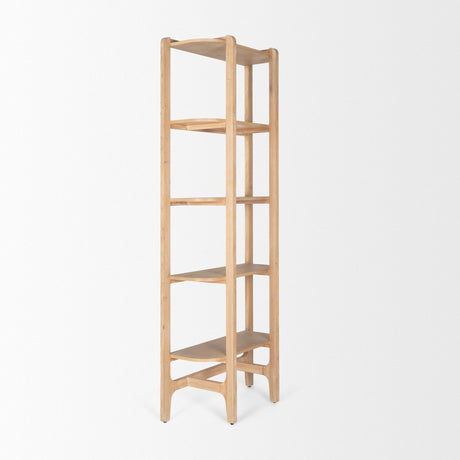 Mercana Taylin Light Brown Solid Wood Open Bookshelf