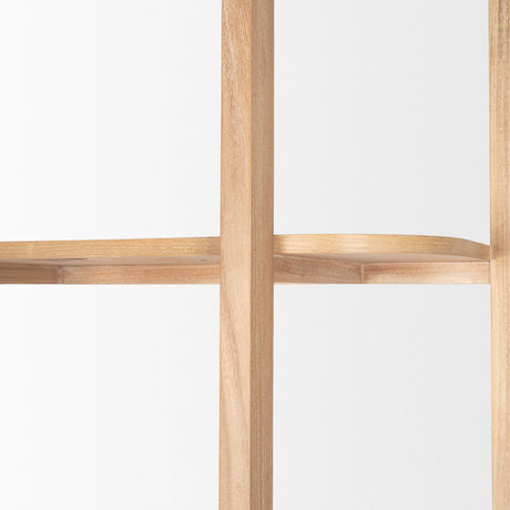 Mercana Taylin Light Brown Solid Wood Open Bookshelf