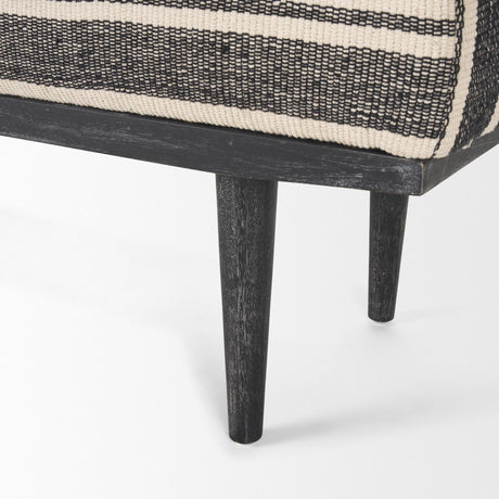 Mercana Shae Black Wood w/ Black and Cream Upholstered Bench