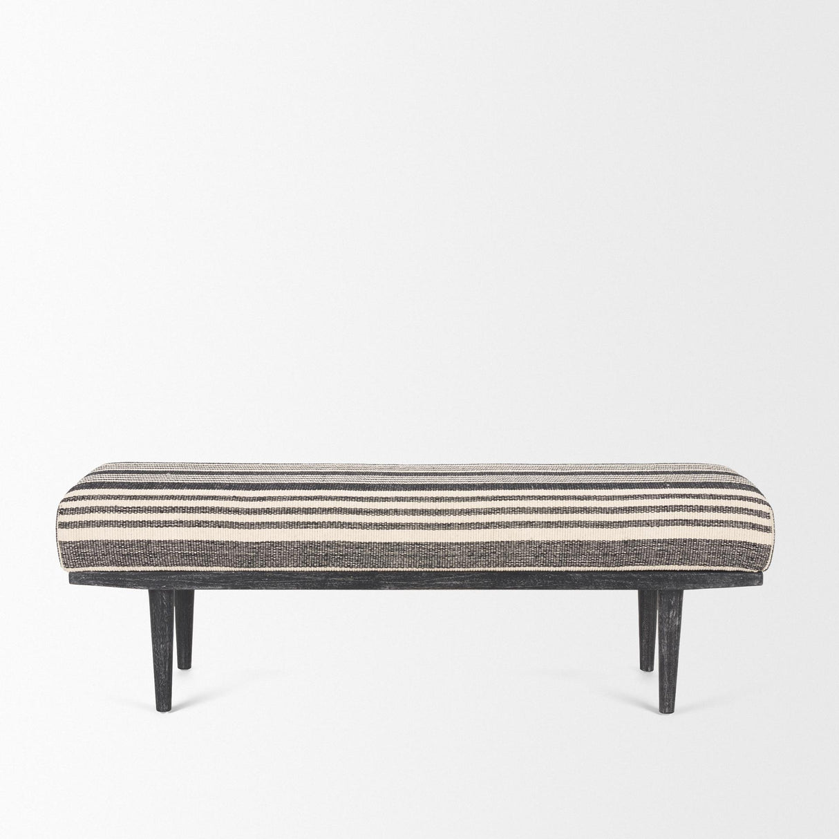 Mercana Shae Black Wood w/ Black and Cream Upholstered Bench