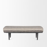 Mercana Shae Black Wood w/ Black and Cream Upholstered Bench