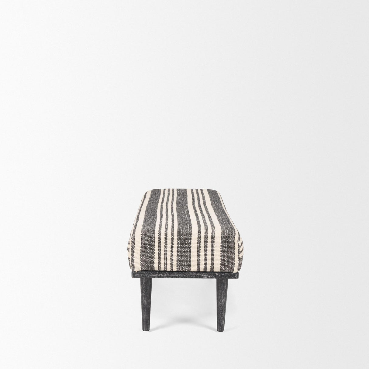 Mercana Shae Black Wood w/ Black and Cream Upholstered Bench
