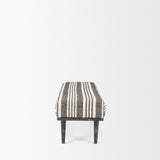 Mercana Shae Black Wood w/ Black and Cream Upholstered Bench