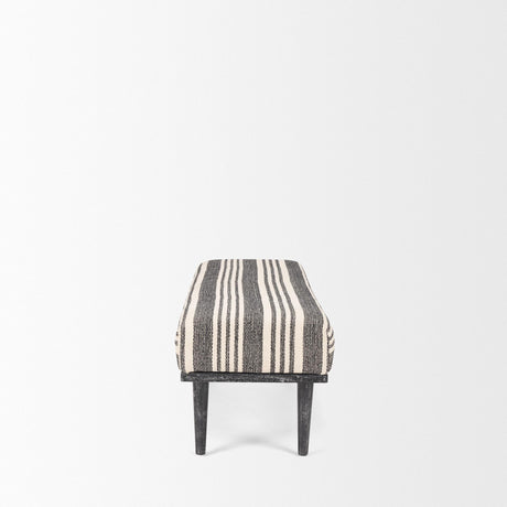 Mercana Shae Black Wood w/ Black and Cream Upholstered Bench