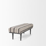 Mercana Shae Black Wood w/ Black and Cream Upholstered Bench
