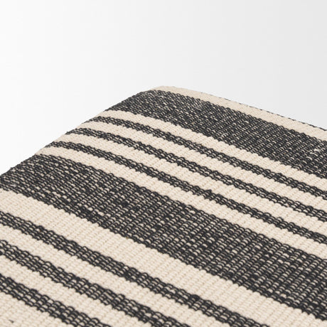 Mercana Shae Black Wood w/ Black and Cream Upholstered Bench