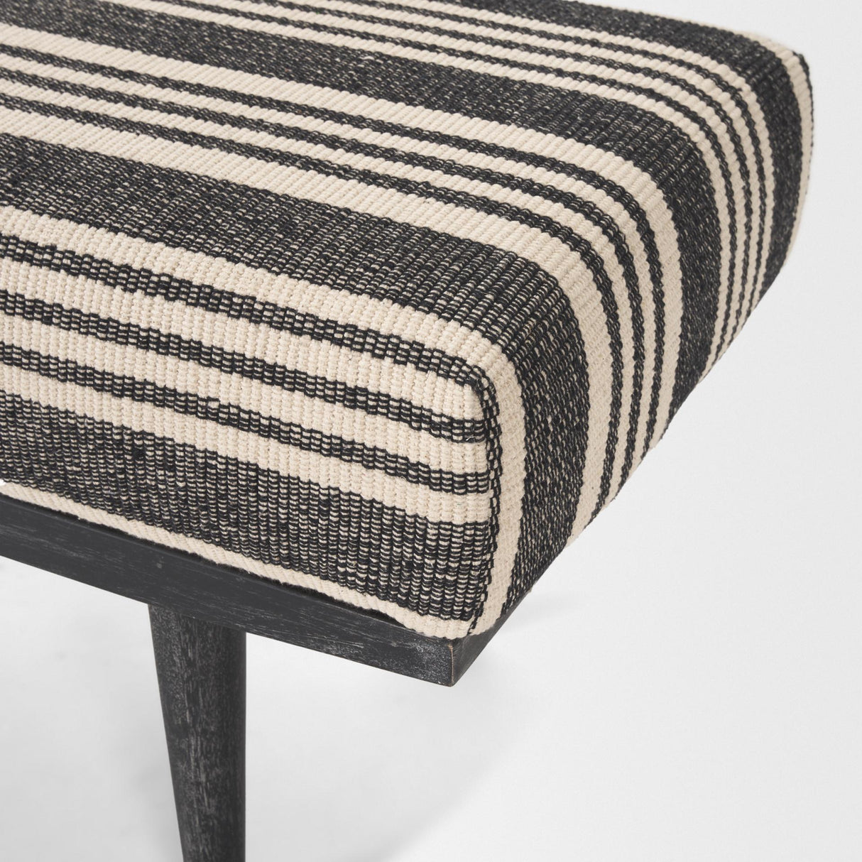 Mercana Shae Black Wood w/ Black and Cream Upholstered Bench
