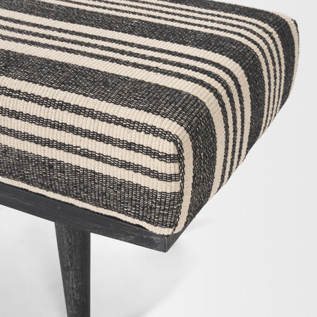 Mercana Shae Black Wood w/ Black and Cream Upholstered Bench