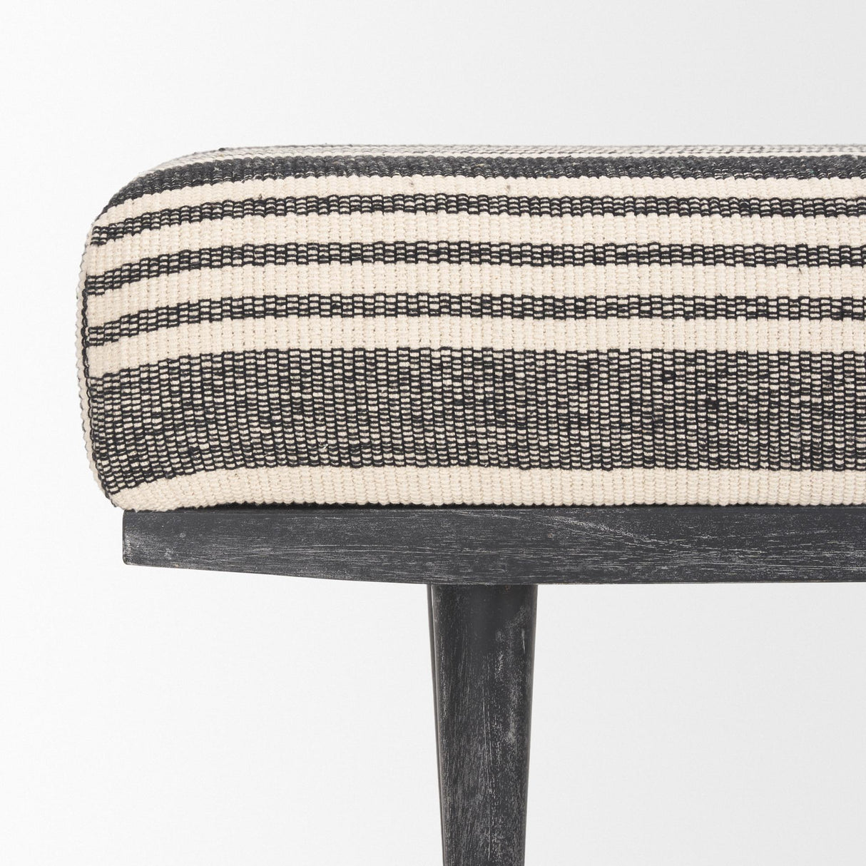 Mercana Shae Black Wood w/ Black and Cream Upholstered Bench