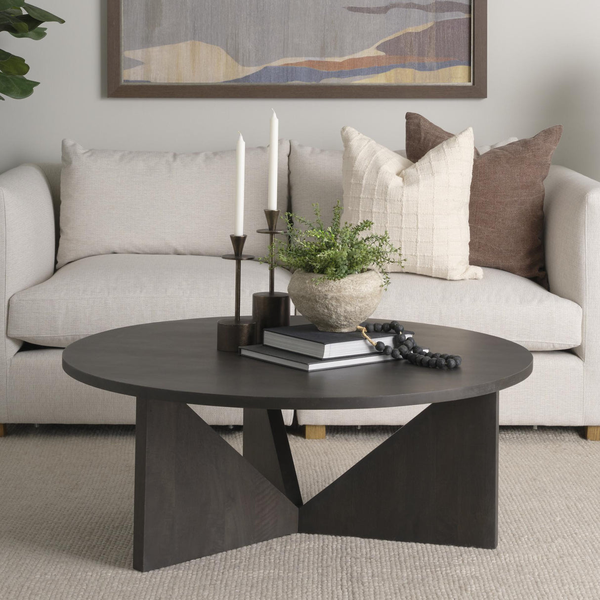 Mercana Tarro Brown Wood w/ Triangle Legs Coffee Table