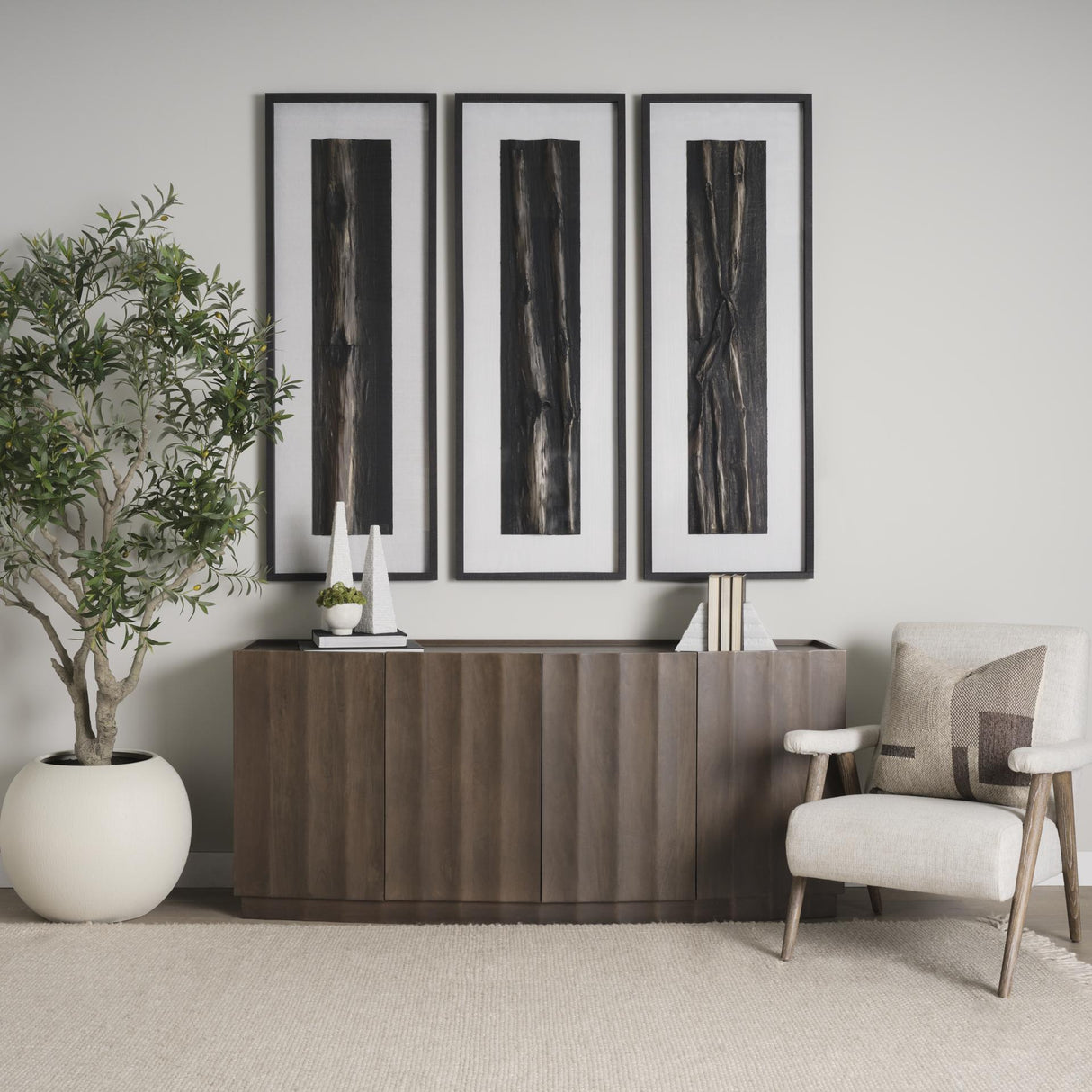 Mercana Swanson Dark Brown Wooden Scalloped Sideboard