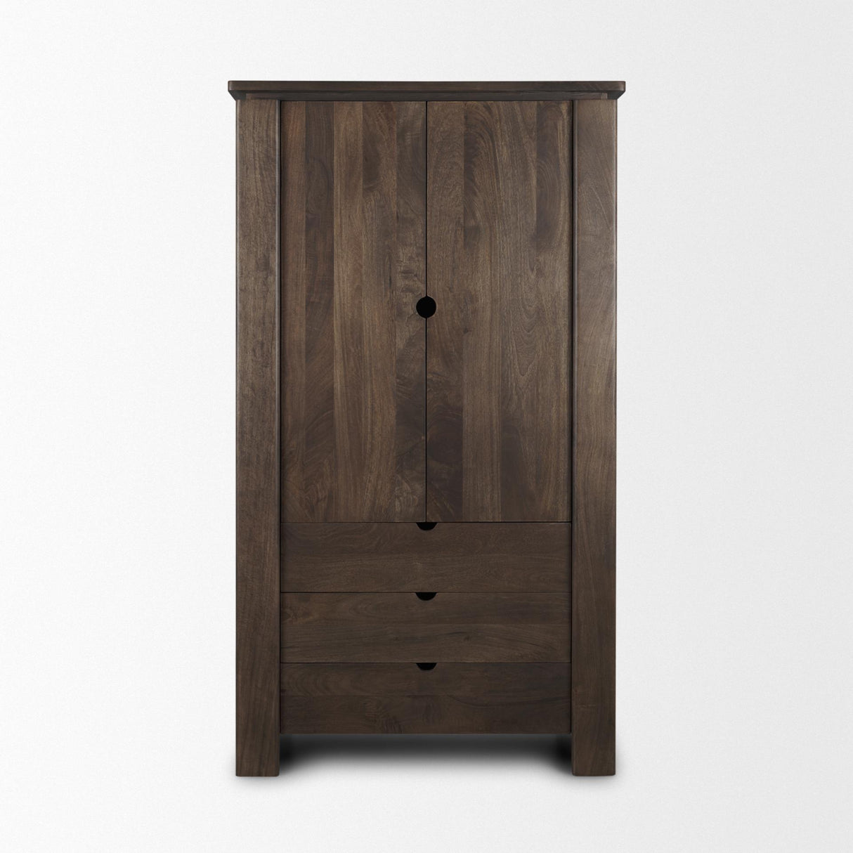 Mercana Wallen Solid Dark Brown Wood Curio Cabinet