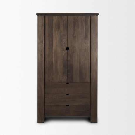 Mercana Wallen Solid Dark Brown Wood Curio Cabinet