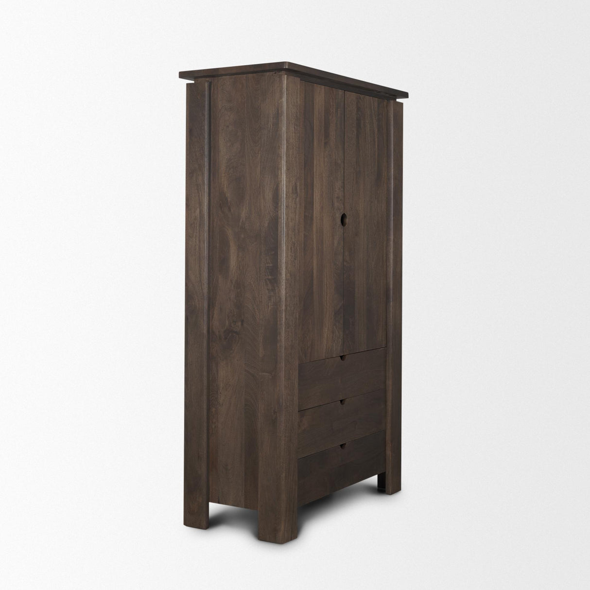 Mercana Wallen Solid Dark Brown Wood Curio Cabinet