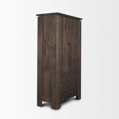 Mercana Wallen Solid Dark Brown Wood Curio Cabinet
